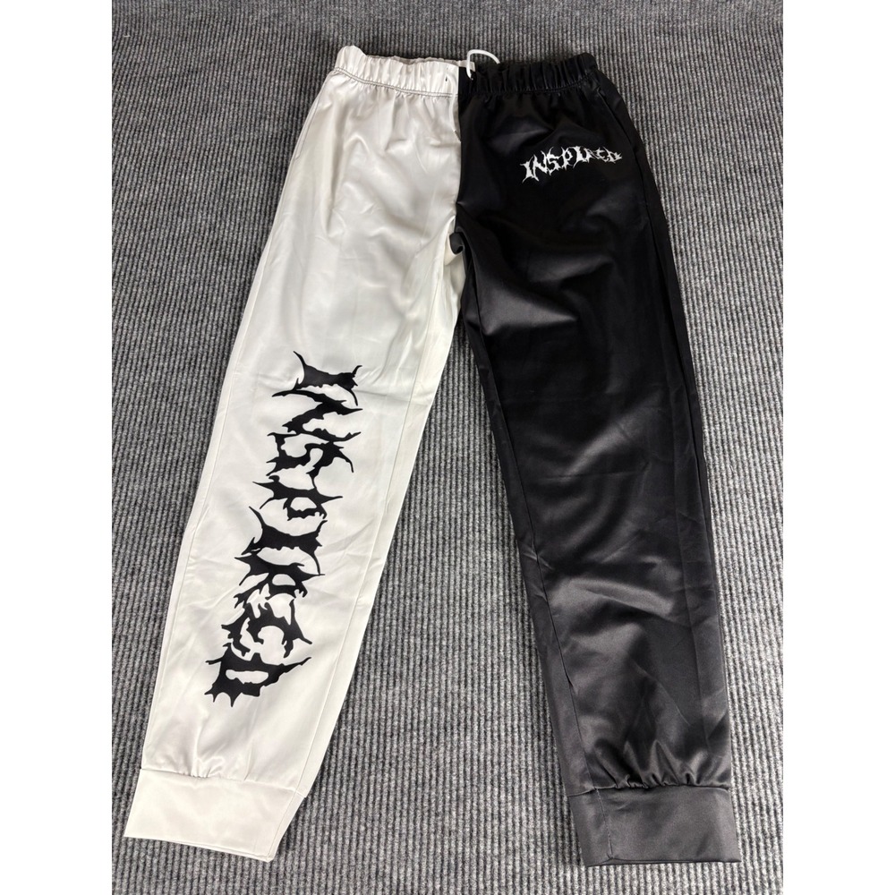 Inspired Two Tone Black White Split Graphic Jogger Pants Streetwear Mens Large